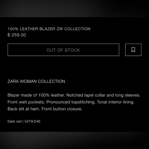 NWT SOLD OUT Zara Red 100% Leather Jacket / Blazer - Picture 5 of 5